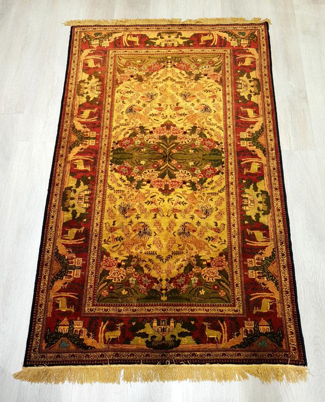 Hand%20Woven%20Iran’s%20Khorasan%20Silk%20Carpet%20Size: (102%20x%20165)%20cm