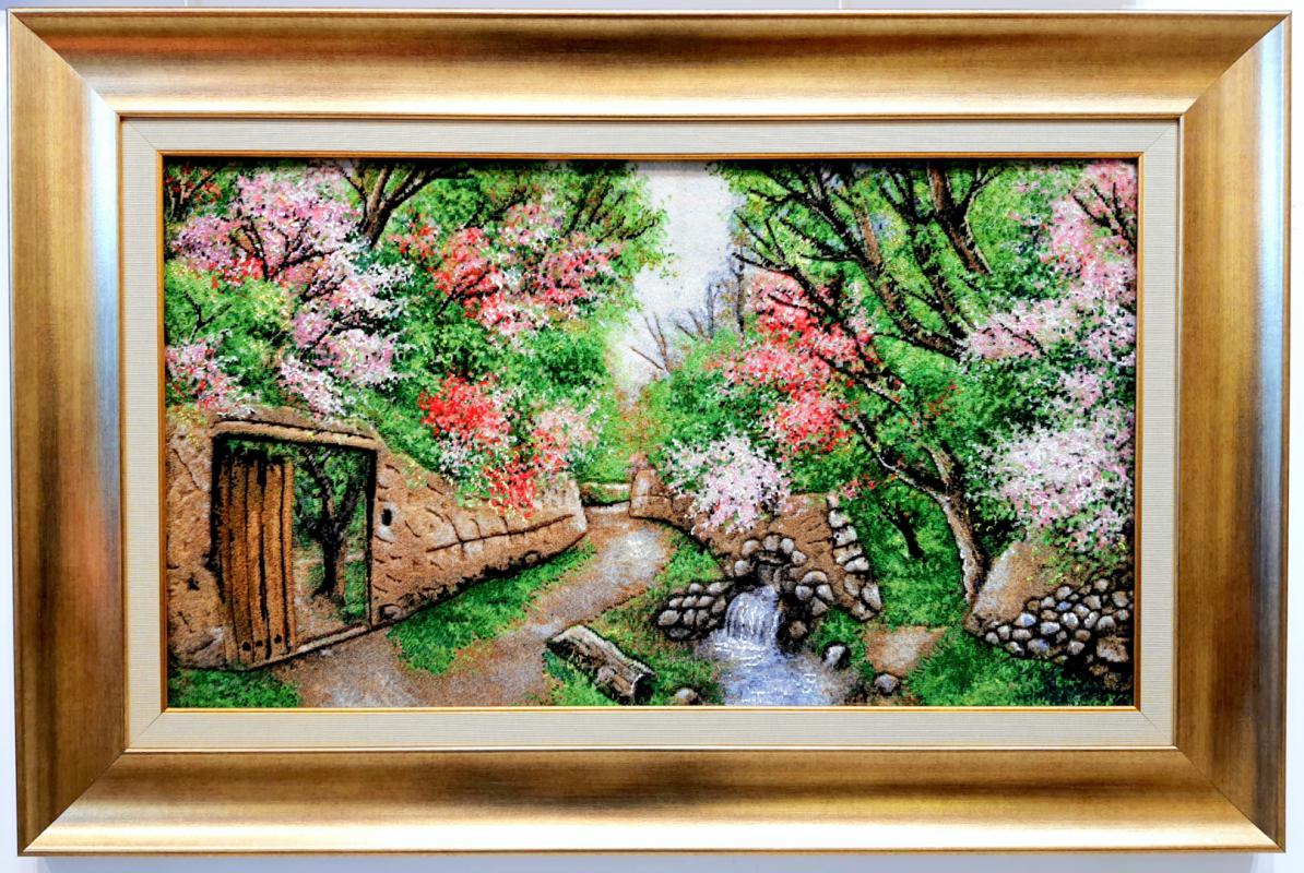 ﻿Iranian%20Handmade%20Tableau%20Rug%20(Village%20landscape)%20(60%20x%20101)%20cm