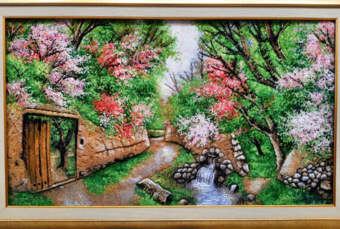 ﻿Iranian%20Handmade%20Tableau%20Rug%20(Village%20landscape)%20(60%20x%20101)%20cm