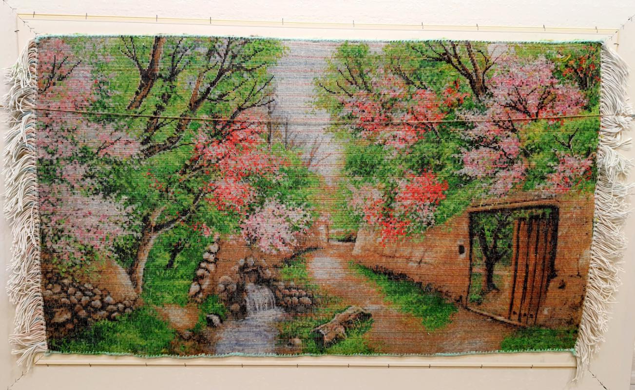 ﻿Iranian%20Handmade%20Tableau%20Rug%20(Village%20landscape)%20(60%20x%20101)%20cm