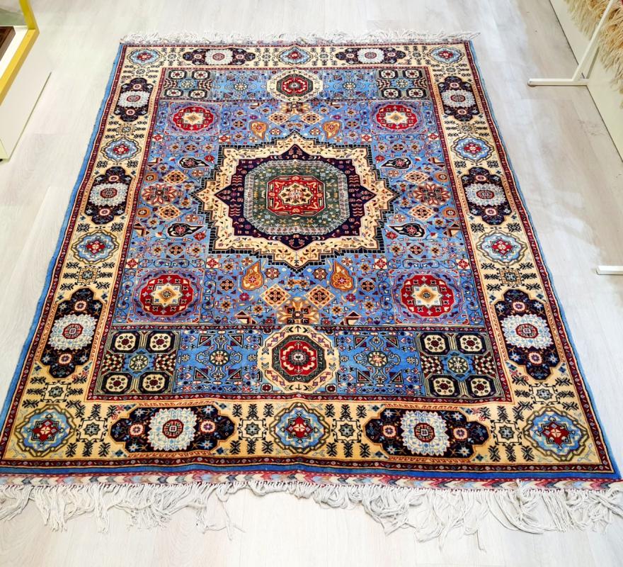 Hand%20Woven%20Afghan%20Blue%20Carpet%20Size:%20(%20158cm%20x%20200%20cm)