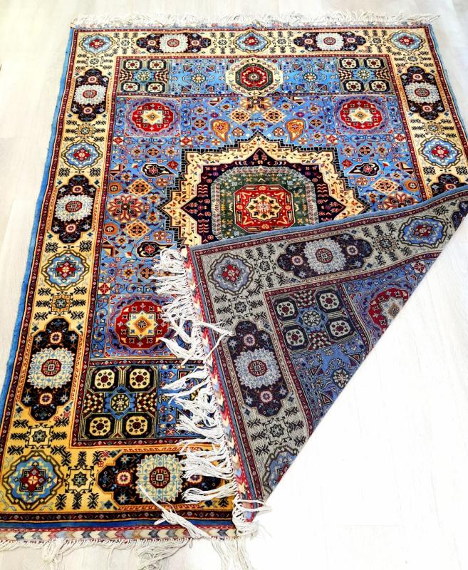 Hand%20Woven%20Afghan%20Blue%20Carpet%20Size:%20(%20158cm%20x%20200%20cm)