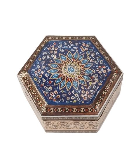 Iranian Handcrafted Khatam Art Jewelry Box Size  : (12  x  12) cm 