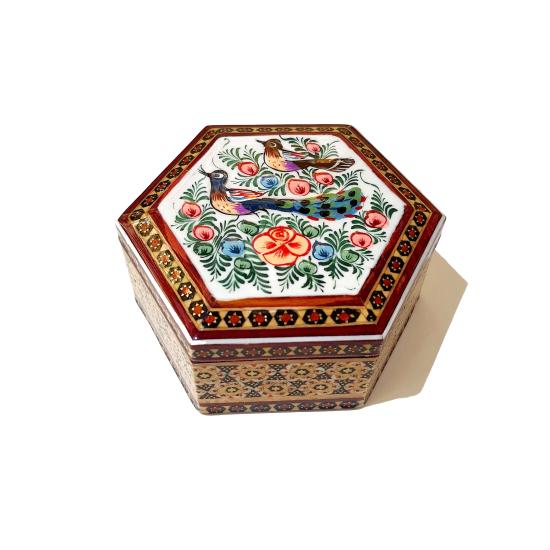 Iranian Handcrafted Khatam Art Jewelry Box Size  : (12  x  12) cm 