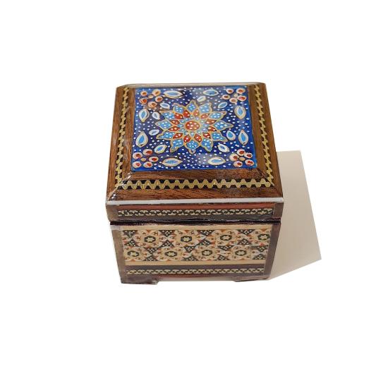 Iranian Handcrafted Khatam Art Jewelry Box Size  : ( 6 x 6) cm 