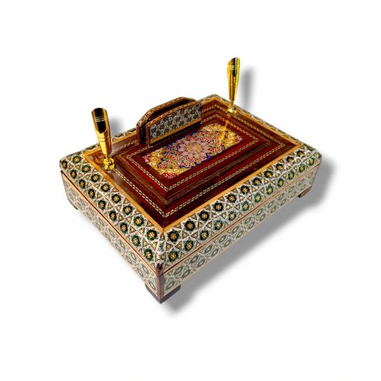 Khatam Desktop Luxury Pen Holder (Handicraft of Iran) 20 x 15 cm