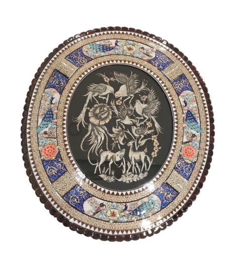 Iranian Handcrafted Metal & Khatam Art Frame Size : (42 x 47)  cm