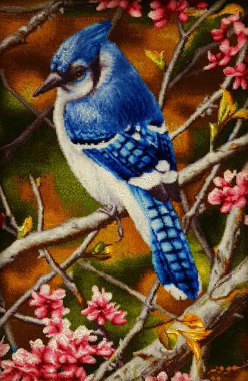 Iranian Handmade Tableau Rug (Nightingale) Size: ( 36 x 53 cm)