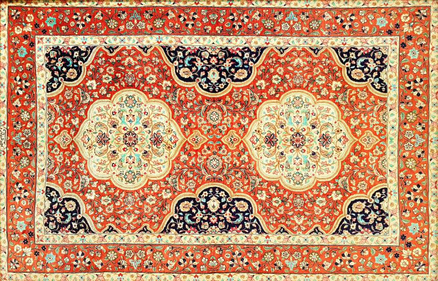 Iranian Handwoven Qum Carpet Size: ( 152 x 99 cm)