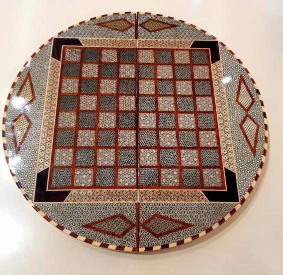 Handcrafted Khatam Backgammon and Chess Diameter: 52cm