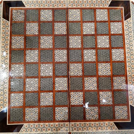 Handcrafted Khatam Backgammon and Chess Diameter: 52cm