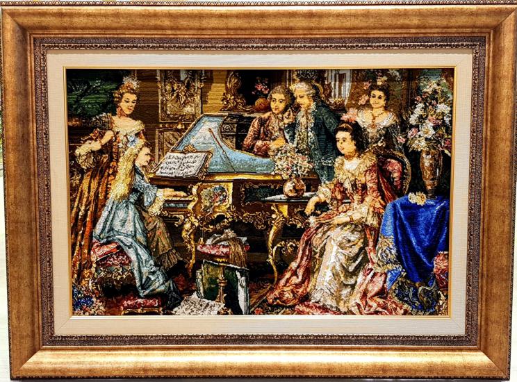 Iranian Hand Woven Table Carpet (Piano Player) Size: ( 60 x 85 cm)
