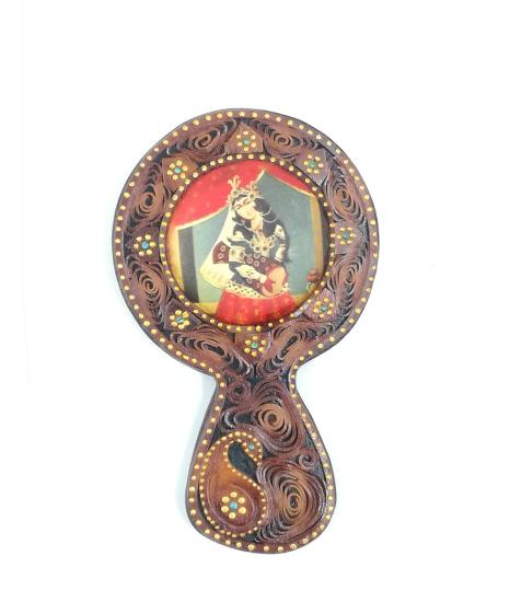 Iranian Handmade Leather Mirror (18cm x 11 cm)