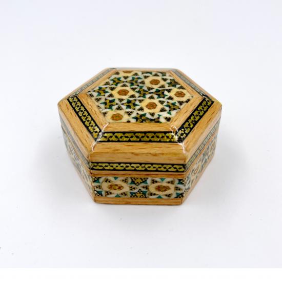 Iranian Handcrafted Khatam Art Jewelry Box  Size  : ( 6 x 6 cm )