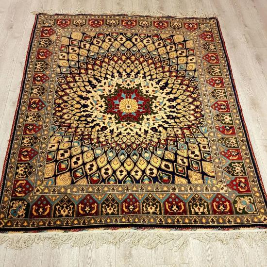 Hand Woven Peacock Pattern Afghan Carpet Size: ( 195 x 158 cm)