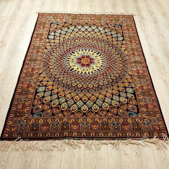 Hand Woven Peacock Pattern Afghan Carpet Size: ( 198 x 146 cm)