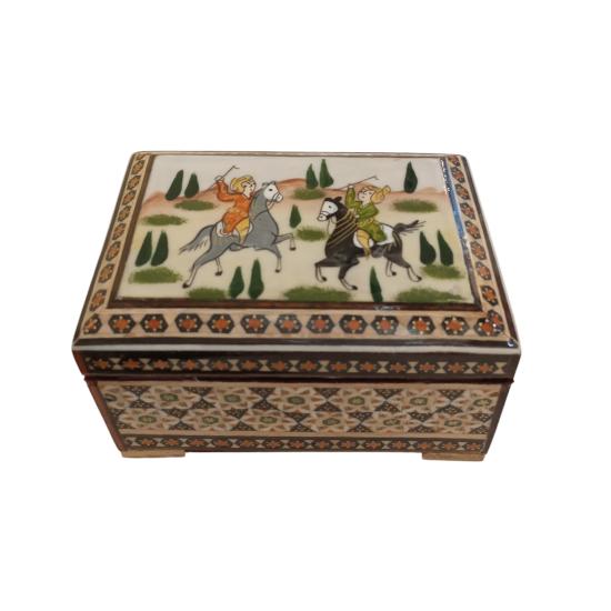 Iranian Handcrafted Khatam Art Jewelry Box Size  : (8 x 11) cm 