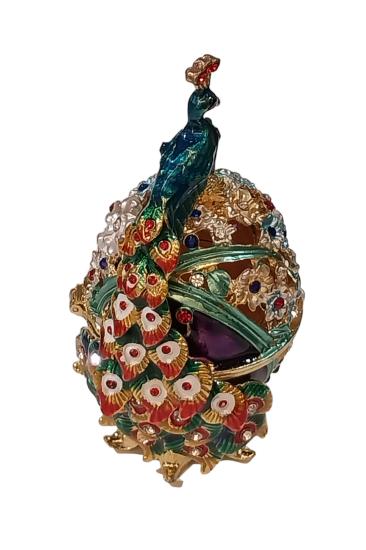 Metal Peacock egg jewelry box (6 x 11) cm