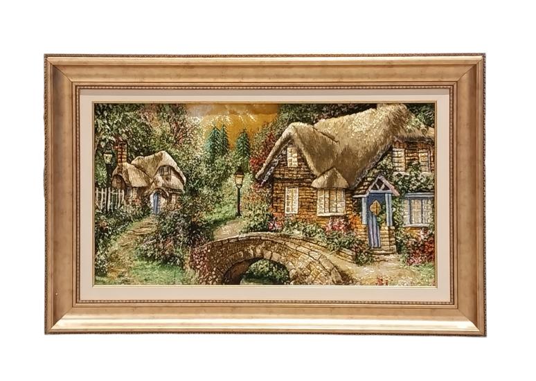 İran El Dokuması Tablo Halı (Külübe Manzara) (51 x 92) cm