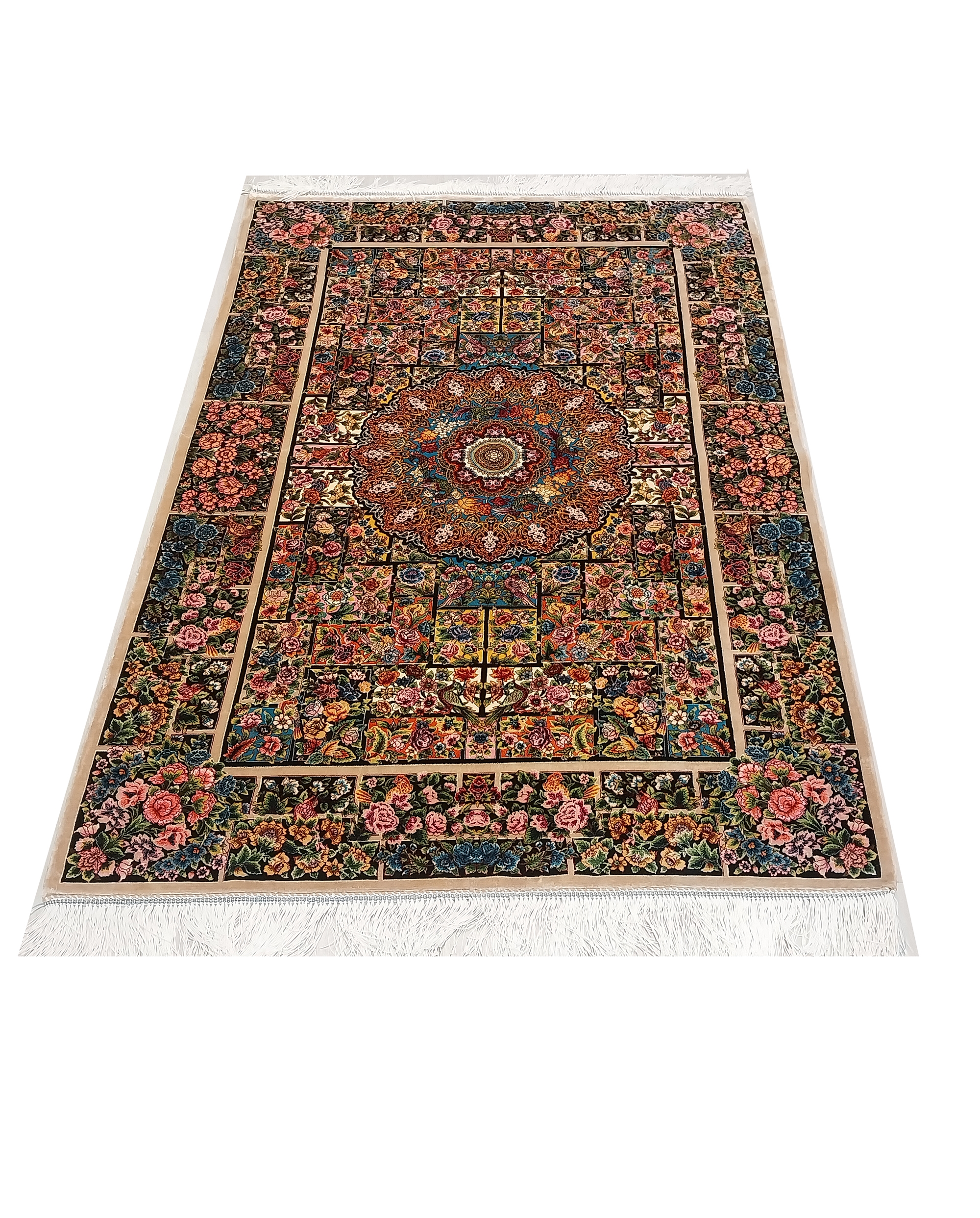 Pure%20Silk%20Machine%20Made%20Carpet%20Size: (100%20x%20150)%20cm